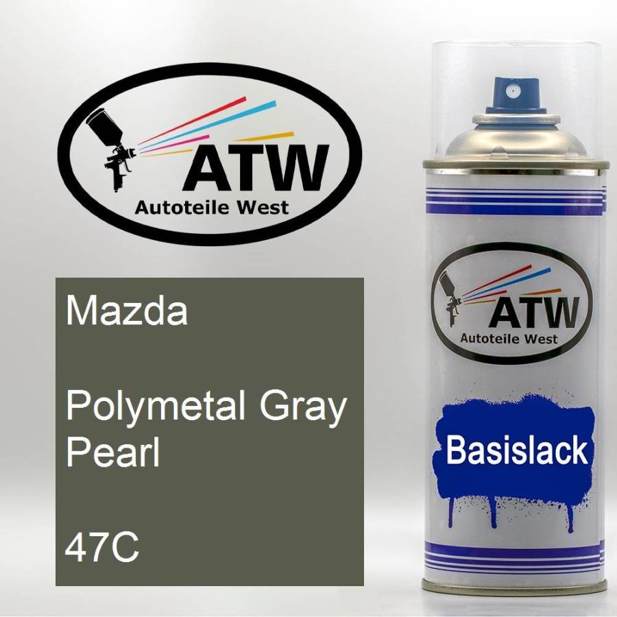 Mazda, Polymetal Gray Pearl, 47C: 400ml Sprühdose, von ATW Autoteile West.